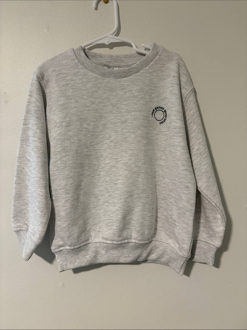 Zara Light Gray Crewneck Sweatshirt with Small Circle Logo
